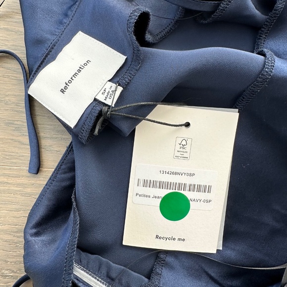 Reformation Jeany silk navy blue maxi halter dress - SMALL PETITE - with tags - Picture 8 of 9